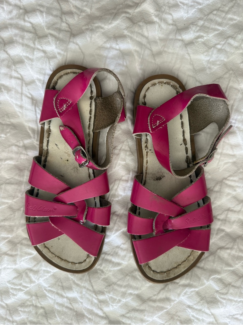 Salt Water Bright Pink Strappy Kids Sandals